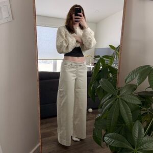 Cream wide leg trousers